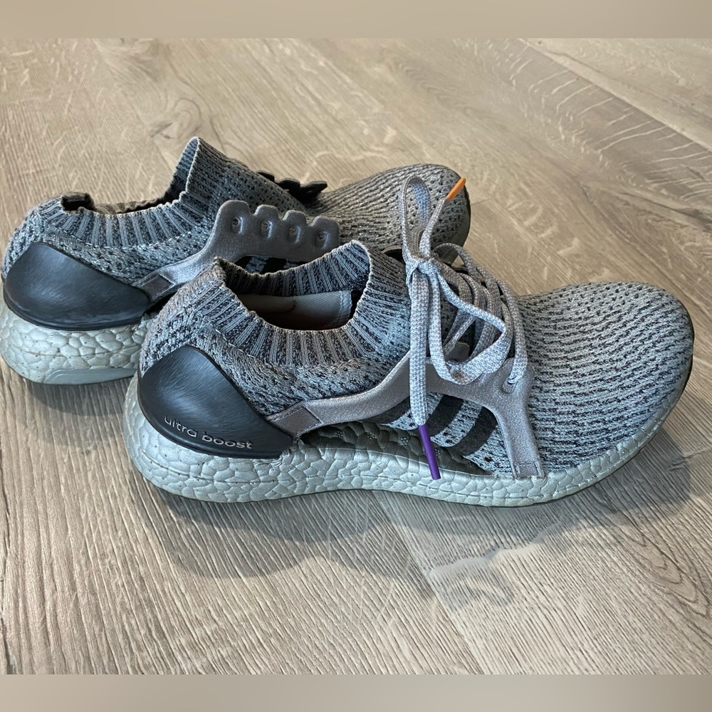 Women’s Adidas ultra boost size 6 1/2 sparkly silver with black adidas stripes
